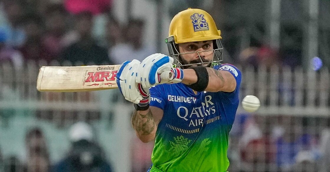 Virat Kohli in action against KKR. Photo: PTI/Swapan Mahapatra