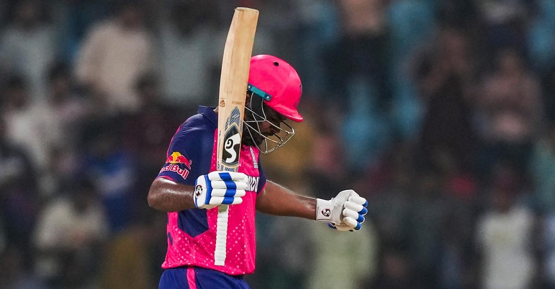 Sanju Samson Sanju Samson reacts after Royals' win over LSG. Photo: PTI/Atul Yadav