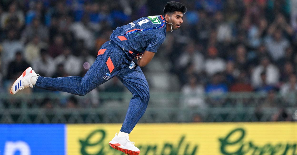 Mayank Yadav in action against Gujarat Titans. Photo: AFP/Sajjad Hussain