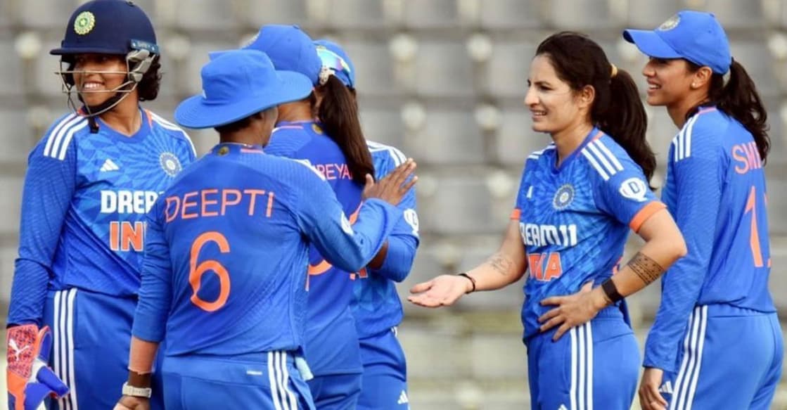 Indian players celebrate a wicket. Photo: X/@JayShah