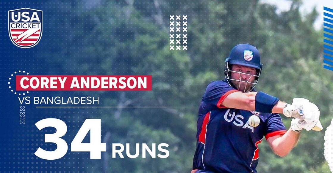 Corey Anderson smashed an unbeaten 34. Photo: X@usacricket 