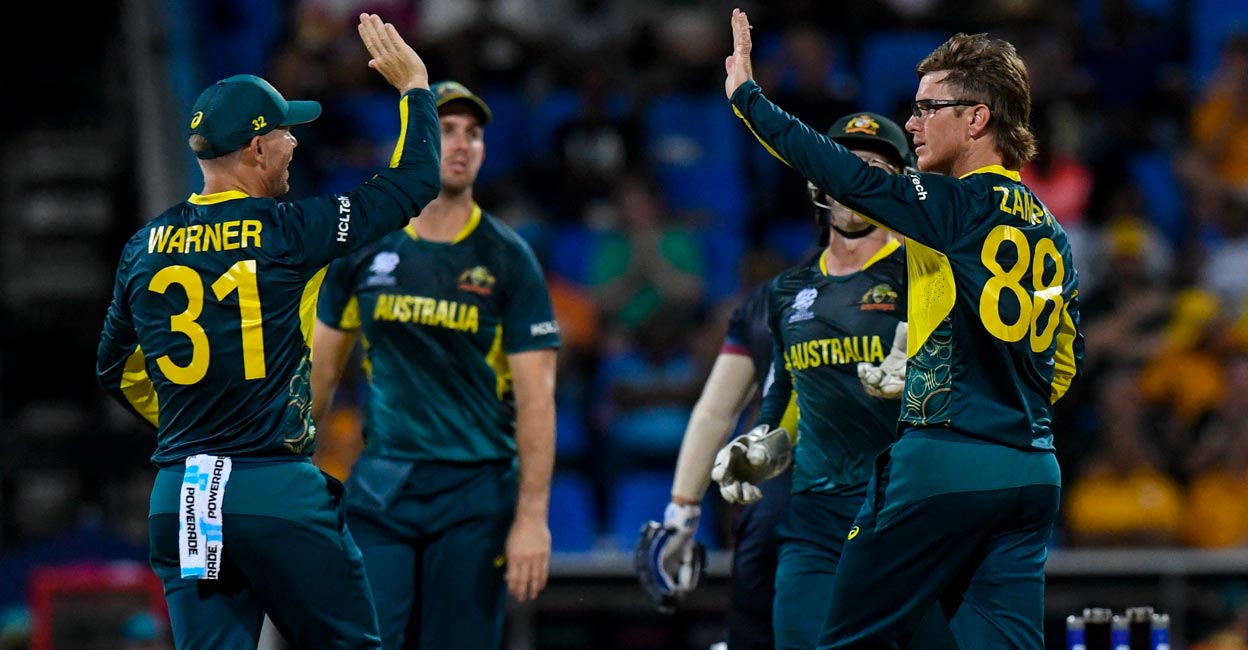Adam Zampa Adam Zampa, right, wrecked Namibia. Photo: AFP/Randy Brooks