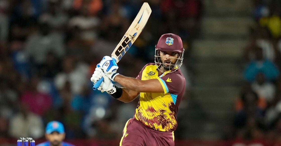 West Indies' Nicholas Pooran bats against Afghanistan during an ICC Men's T20 World Cup cricket match at Daren Sammy National Cricket Stadium in Gros Islet, Saint Lucia, Monday, June 17, 2024. AP/PTI(PTI06_18_2024_000009B)