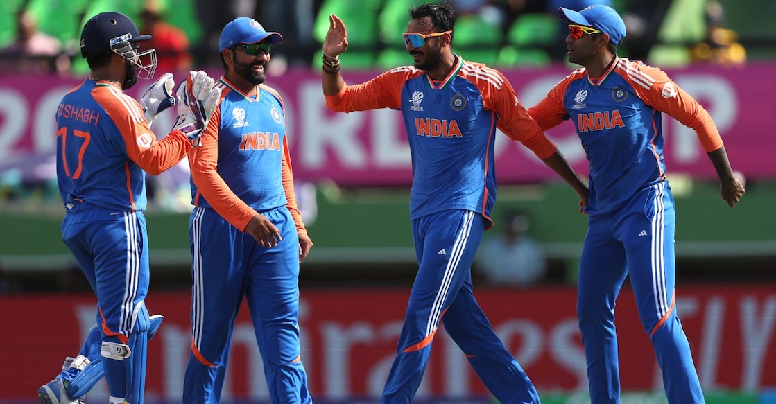 Team India Axar Patel, second right, won the player-of-the-match award. Photo: X@BCCI