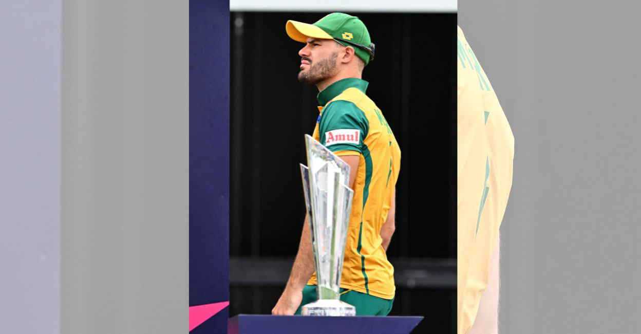 Untitled design - 1 South Africa's captain Aiden Markram waits to accept the second place medal after losing the ICC men's Twenty20 World Cup 2024 final to India at Kensington Oval in Bridgetown, Barbados, on June 29, 2024. Photo: AFP/Chandan Khanna