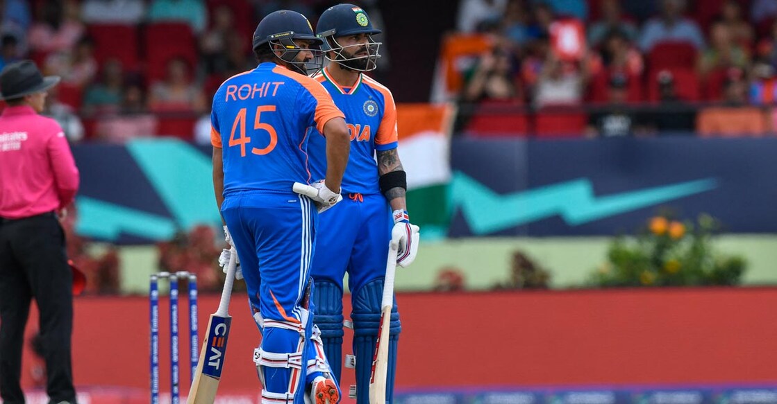 Rohit Sharma and Virat Kohli ended their T20I career on a high. File photo: AFP/Randy Brooks