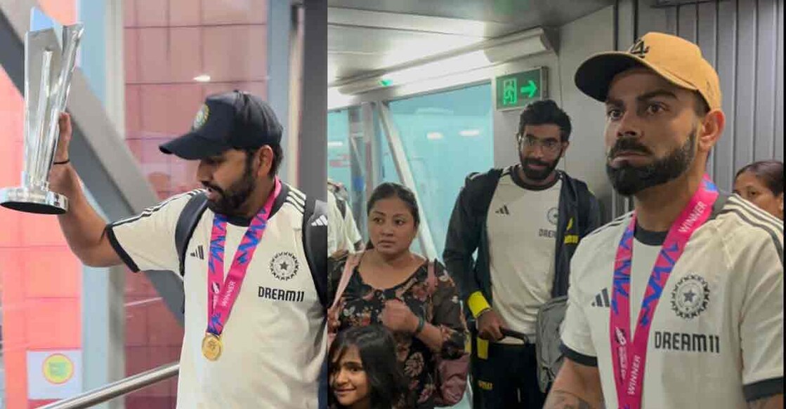 Indian cricket team at Indira Gandhi airport. Photo: X/ANI