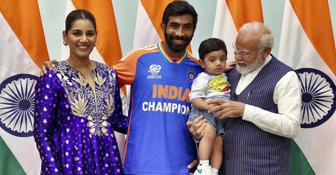 Jasprit Bumrah and family with Prime Minister Narendra Modi. File photo: PTI
