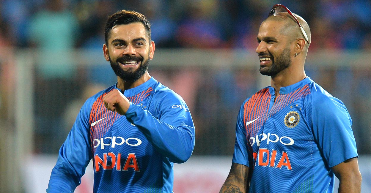 Virat Kohli and Shikhar Dhawan played together for India from 2010-2022. File photo: AFP/Manjunath Kiran