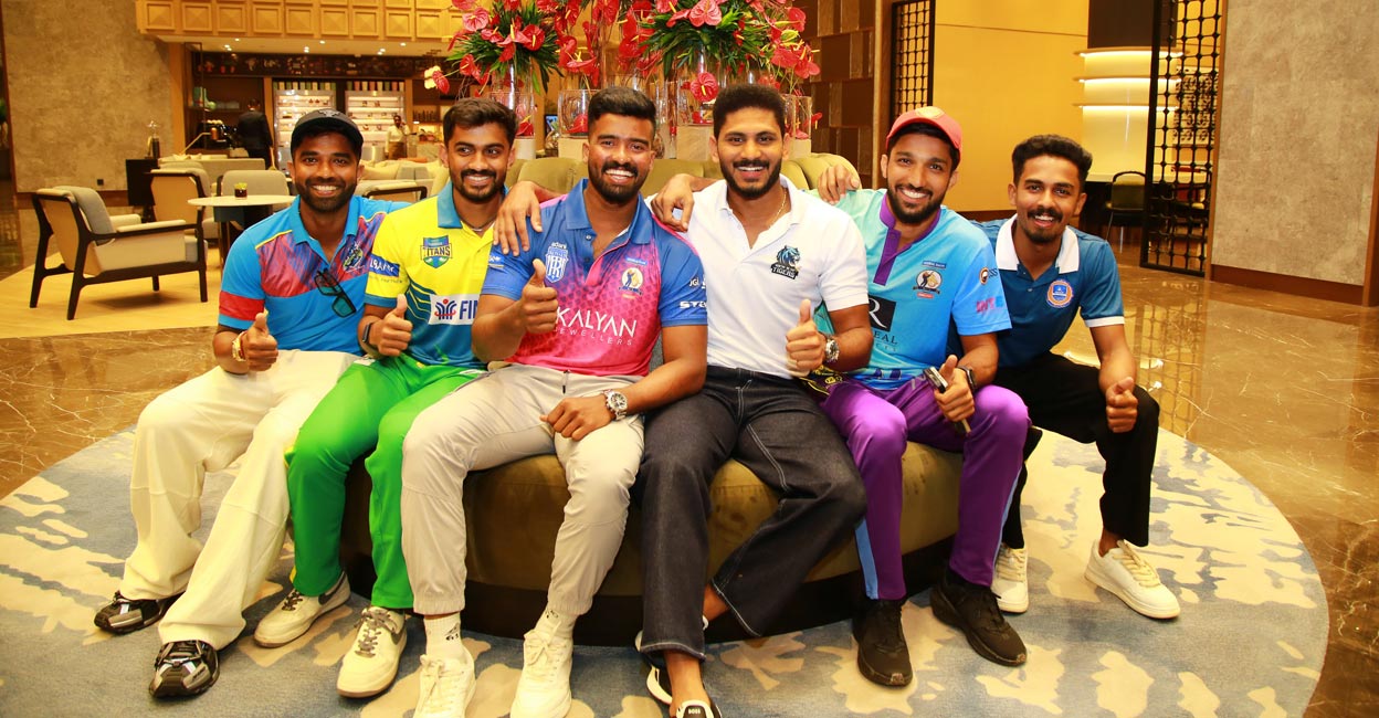 From left: Sachin Baby, Varun Nayanar, Abdul Bazith, Basil Thampi, Mohammed Azharuddeen and Rohan S Kunnummal. Photo: Special Arrangement