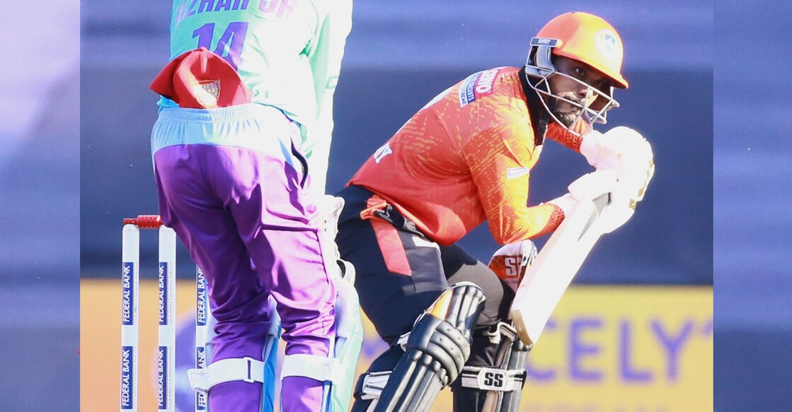 Calicut Globstars' Sanjay Raj bats against Alleppey Ripples. Photo: Special arrangement