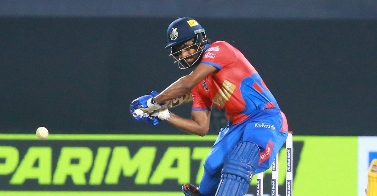 Kollam Sailors' Abhishek Nair in action against Thrissur Titans. Photo: Special arrangement