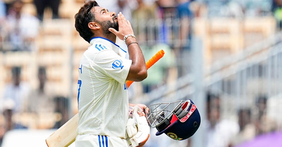 Rishabh Pant Rishabh Pant celebrates his ton. Photo: PTI/R Senthilkumar