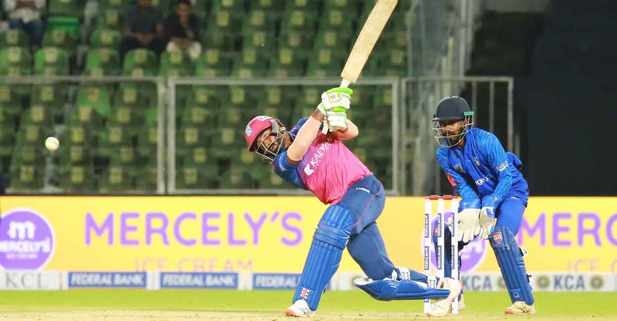 Abdul Basith of Trivandrum Royals bats against Kochi Blue Tigers. Photo: Special arrangement