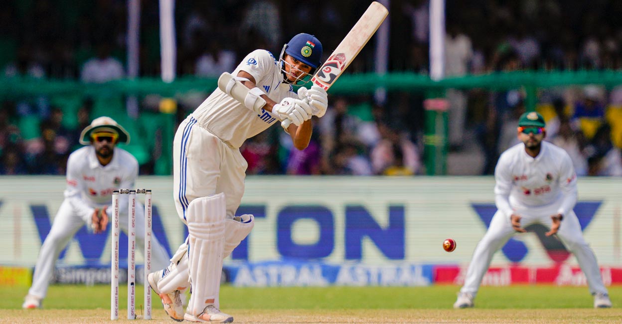 Yashasvi Jaiswal Yashasvi Jaiswal clips one on the leg side. Photo: PTI/Vijay Verma