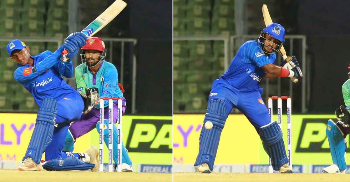 Openers Jobin Joby (left) and Anand Krishnan gave the Blue Tigers a 140-run stand. Photos: Special arrangement