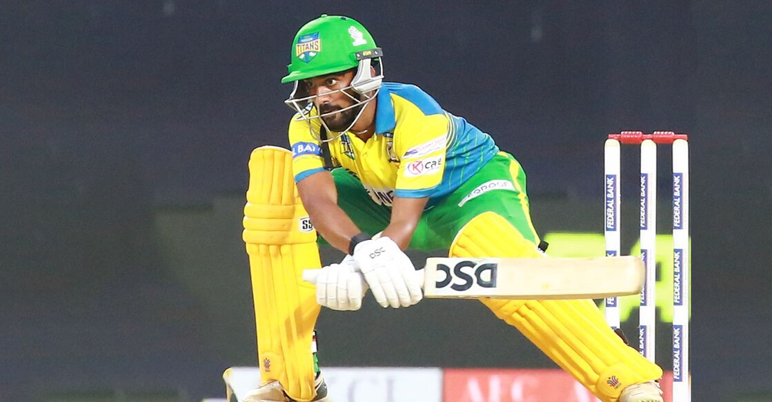 Varun Nayanar plays a reverse sweep. Photo: Special Arrangement