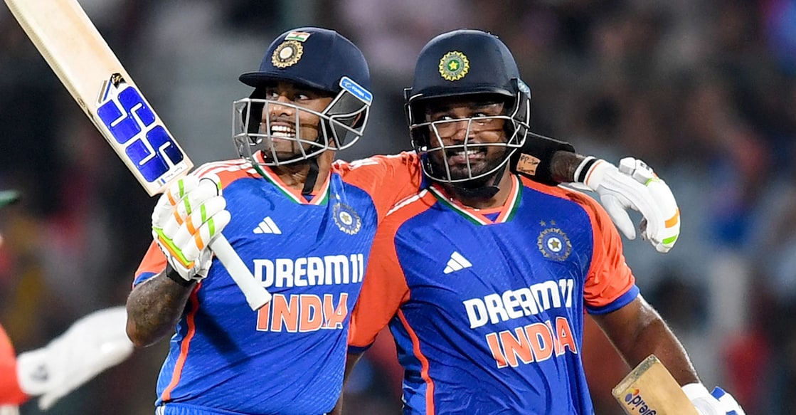 Suryakumar Yadav (left) and Sanju Samson. File photo: AFP