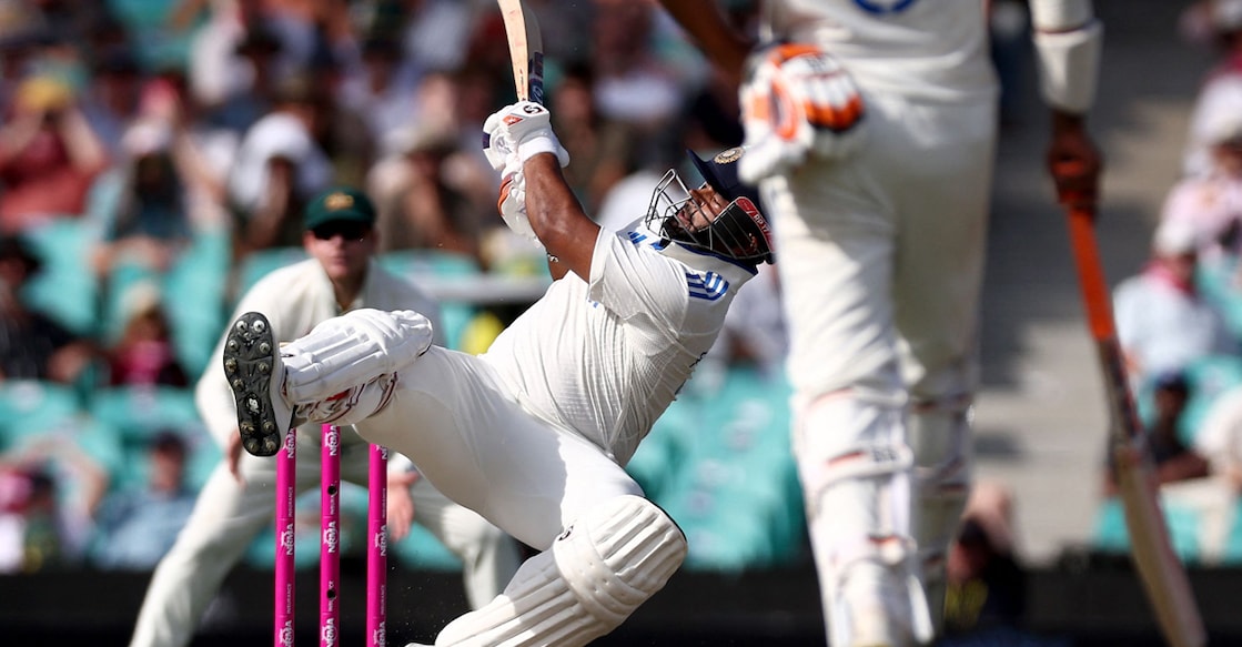 India's Rishabh Pant hits a boundary during day two of the fifth Test against Australia in Sydney on January 4, 2025. Photo: AFP/ David Gray