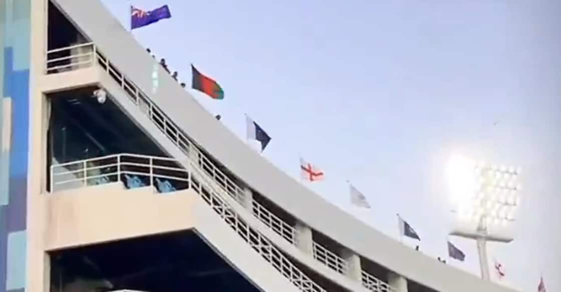 karachi-stadium-flag-issue A screengrab from Instagram video shared by mr_hamxay_3 of national flags over the Karachi Stadium.