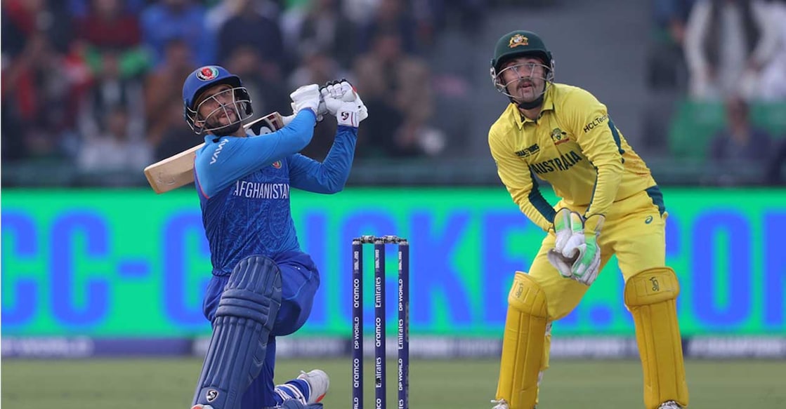Afghanistan's Azmatullah during batting. Photo: X/@ICC
