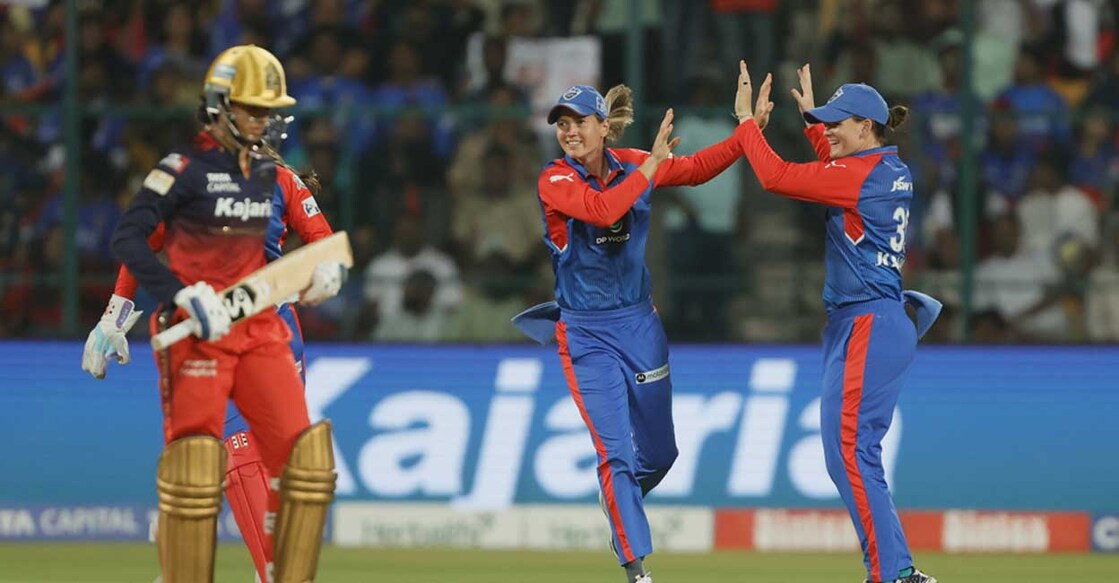 Delhi Capital's players during the match.  Photo: X/@wplt20