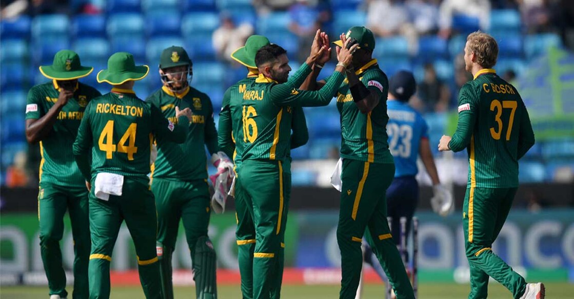 South African players during the ICC Champions Trophy match against England. Photo: X/@ICC
