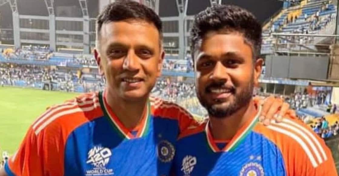 Rahul Dravid and Sanju Samson. File photo: BCCI