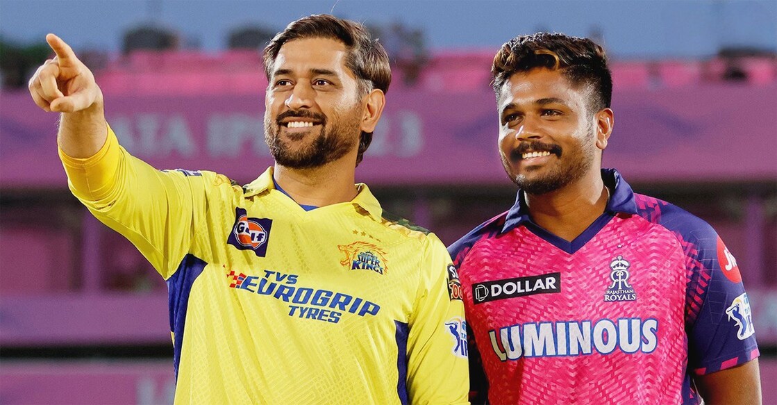 M S Dhoni and Sanju Samson. Photo: X/@IamSanjuSamson