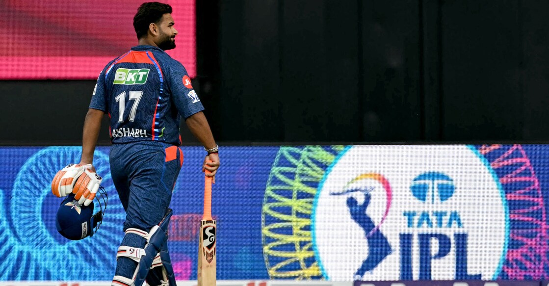 Lucknow Super Giants' captain Rishabh Pant walks back to the pavilion after his dismissal during the Indian Premier League (IPL) match against Mumbai Indians at the Wankhede Stadium in Mumbai on April 27, 2025. Photo: AFP/ Indranil Mukherjee
