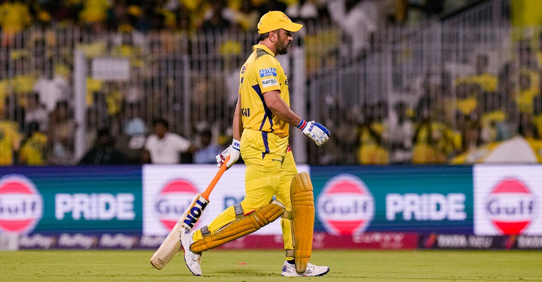 Chennai Super Kings captain MS Dhoni returns to pavilion after his dismissal by Punjab Kings Yuzvendra Chahal during an Indian Premier League match at the MA Chidambaram Stadium in Chennai on April 30, 2025. Photo: PTI