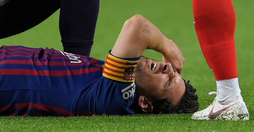 Awkward fall leaves Messi with fractured arm, to miss El Clasico ...