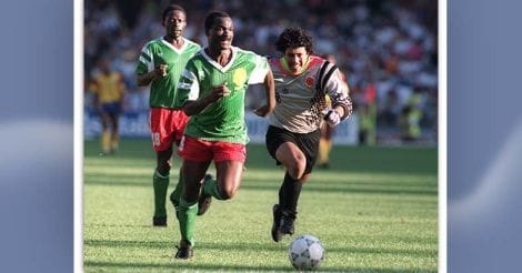 Milla outwits Higuita