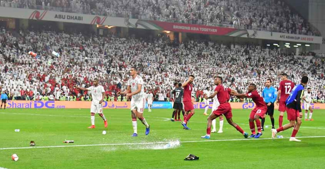 Qatar reach Asian Cup final despite sandal-throwing UAE fans