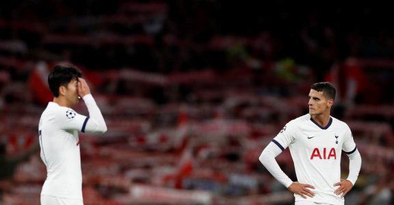 Tottenham Hotspur's Son Heung-min and Erik Lamela look dejected after the match Tottenham Hotspur's Son Heung-min and Erik Lamela look dejected after the match