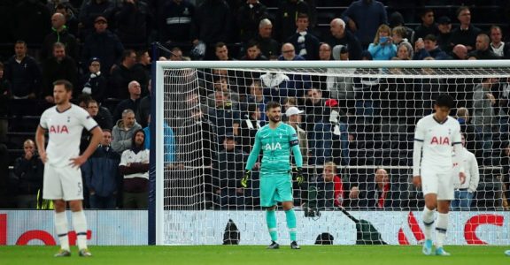 Tottenham Hotspur's Hugo Lloris reacts after Bayern Munich's sixth goal Tottenham Hotspur's Hugo Lloris reacts after Bayern Munich's sixth goal