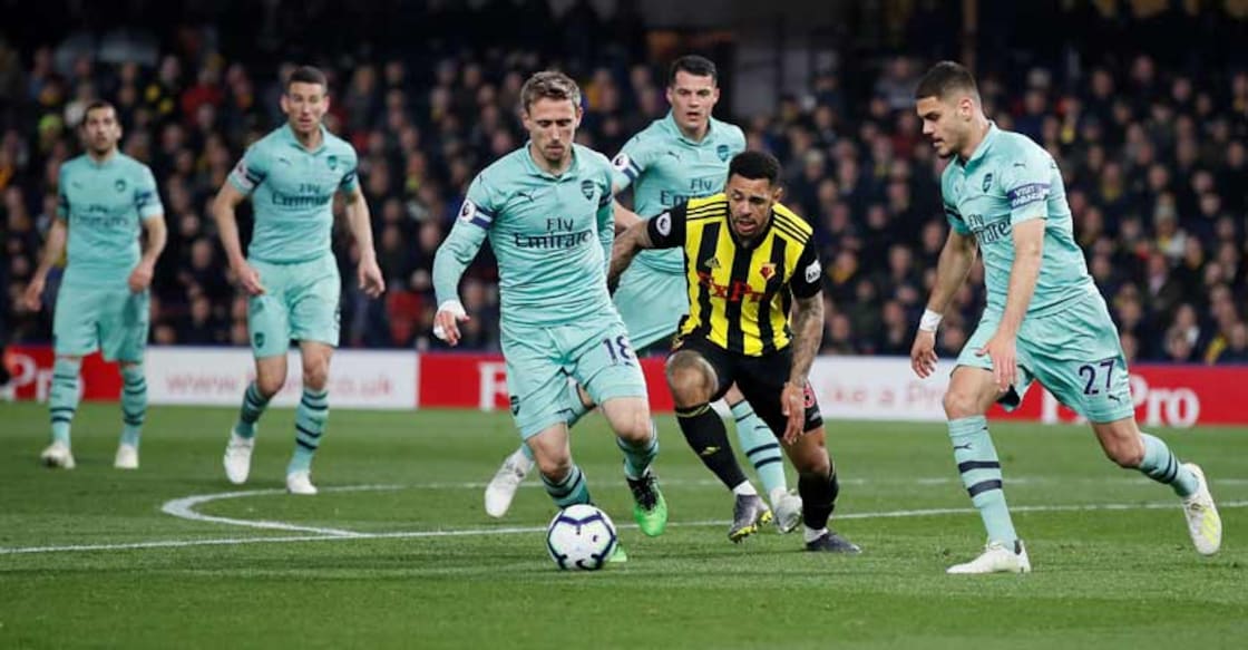 Freakish goal gives Arsenal 1-0 win at 10-man Watford