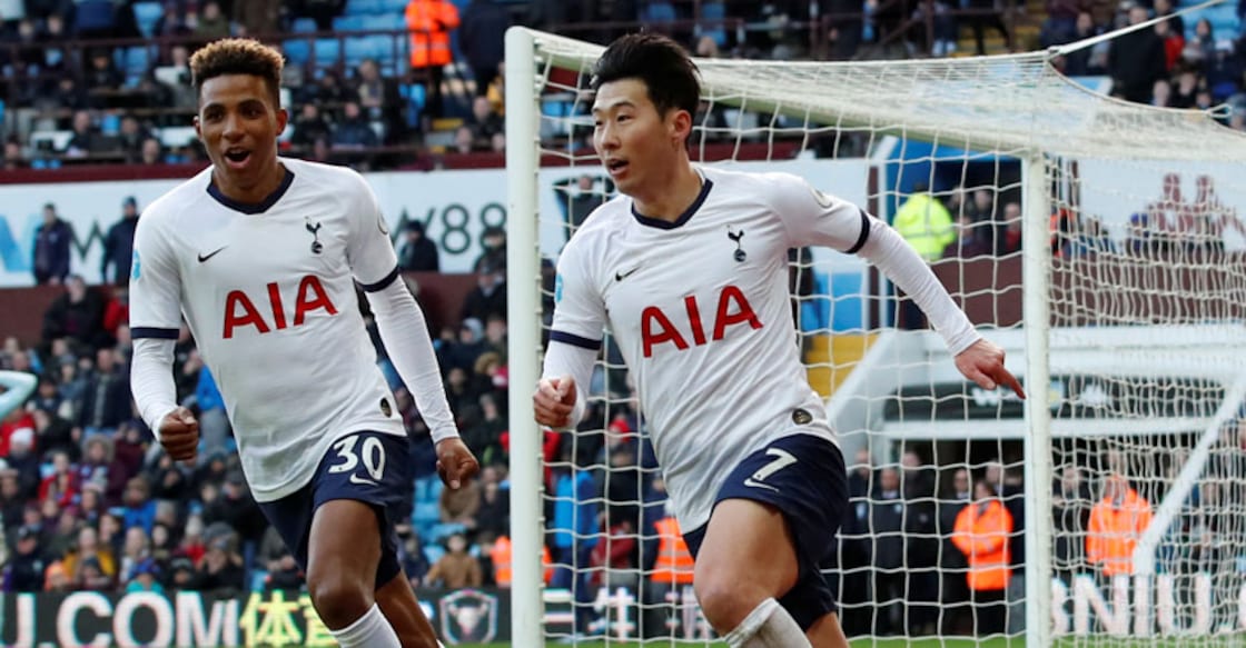 Son double sinks Villa to send Spurs fifth
