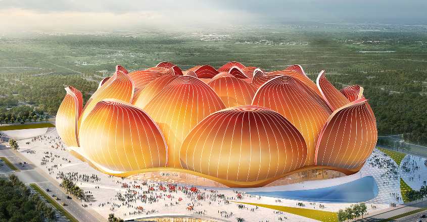 Work begins on 100,000 capacity Lotus Flower Stadium in China
