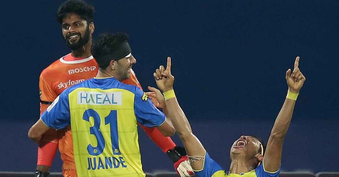 Kerala Blasters players are on cloud nine after the game. Photo: ISL