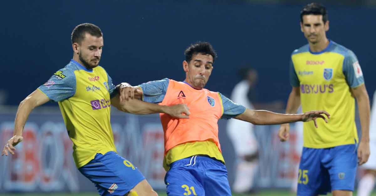 Kerala Blasters players during a training session, Photo: ISL