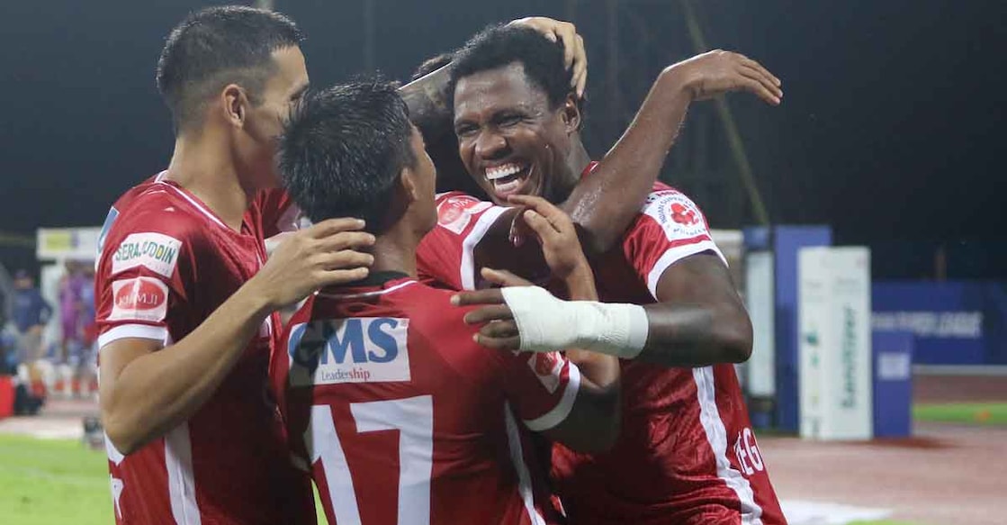 odisha-fc Odisha FC players celebrate a goal against Kerala Blasters. Photo: ISL