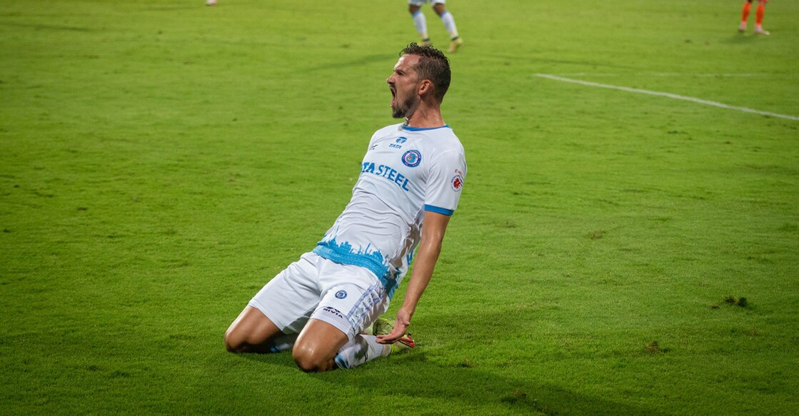 Nerijus Valskis scored a brace for Jamshedpur FC. Photo: ISL