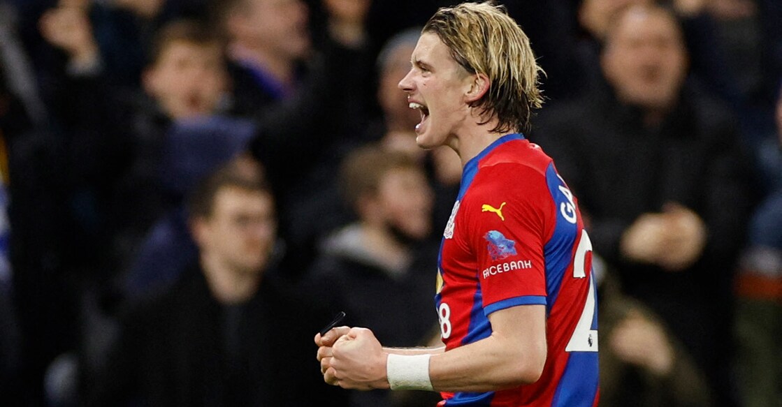 Crystal Palace's Conor Gallagher celebrates scoring their third goal. Photo: Action Images via Reuters/John Sibley