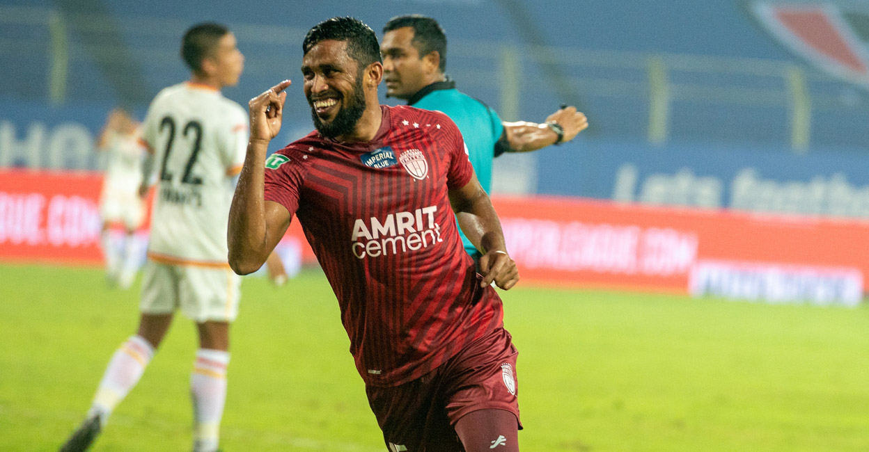 V P Suhair scored the opening goal for NorthEast United FC. Photo: ISL