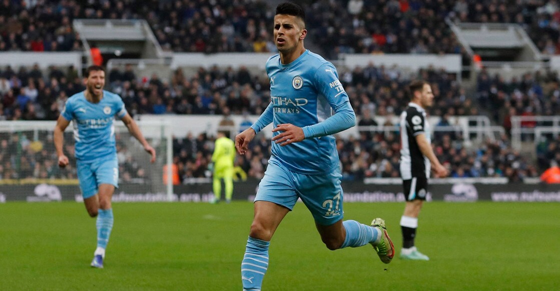 Manchester City's Joao Cancelo celebrates scoring their second goal. Photo: Action Images via Reuters/Lee Smith