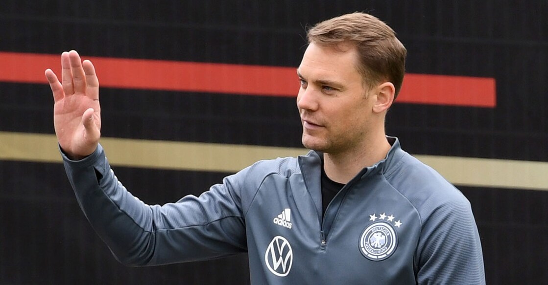 Germany's Manuel Neuer before training. Reuters/Angelika Warmuth