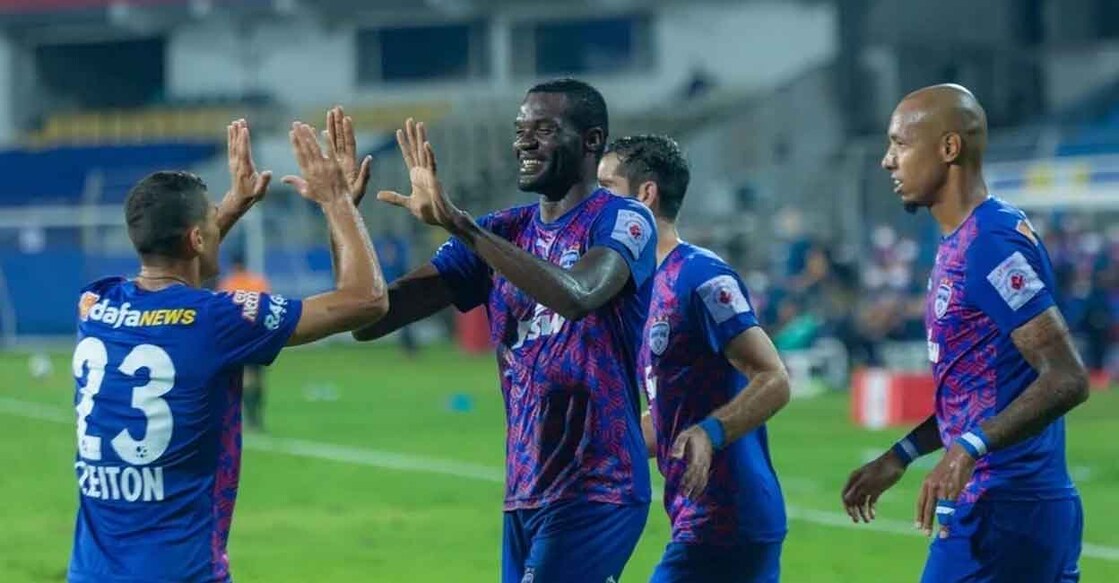 Bengaluru FC players celebrate after their victory. Photo: IANS