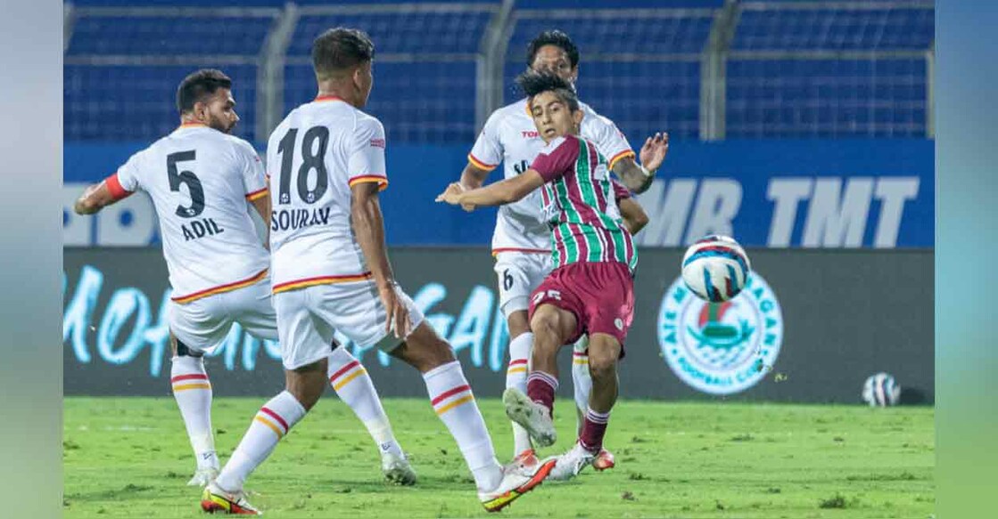 ATK Mohun Bagan's second-half substitute Kiyan Nassiri bagged a hat-trick inside 30 minutes. Photo: Twitter/ @IndSuperLeague