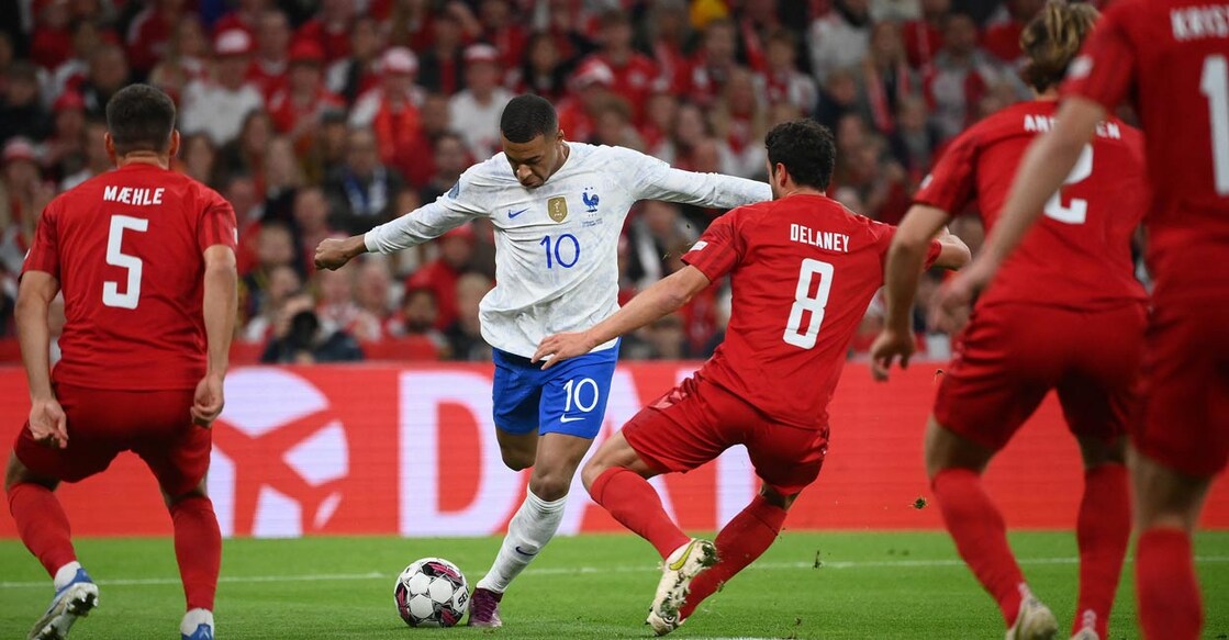 French forward Kylian Mbappe shoots during the UEFA Nations League match against Denmark in Copenhagen on September 25, 2022. File photo: AFP/Franck Fife